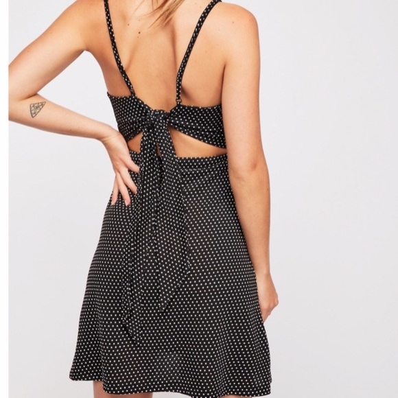 Free People Polka Dottie Black Summer Mini Dress - Picture 2 of 7